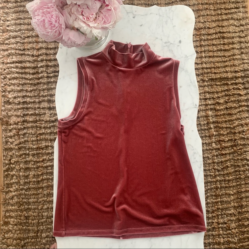GAP dusky rose velvet sleeveless mock neck. Beautiful condition.